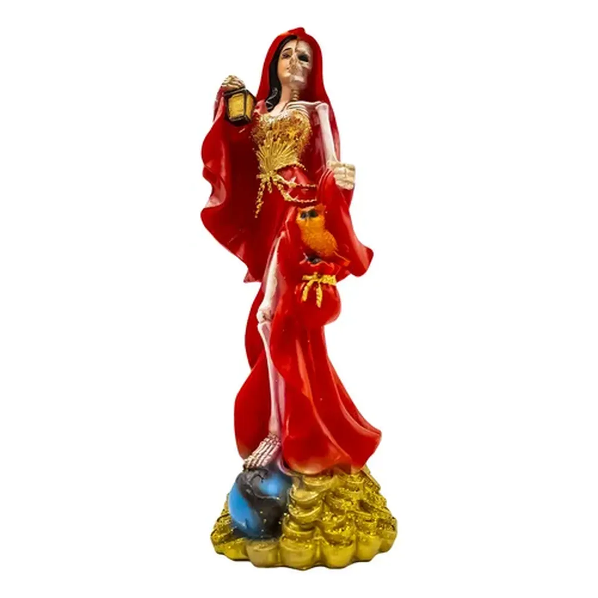 Figura Santa Muerte Roja Encarnada Prosperidad y Amor