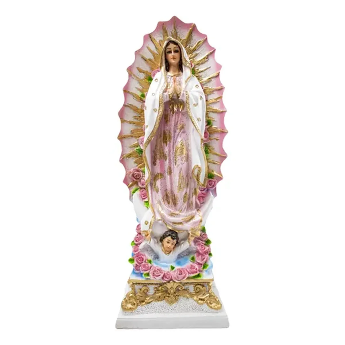 Virgen de Guadalupe Rosa Resina Altar y Regalo Hogar
