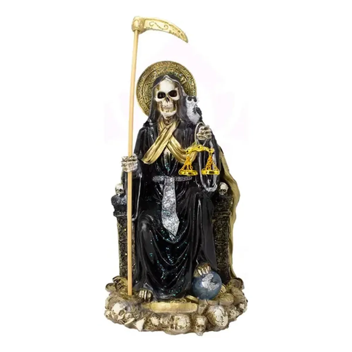 Santa Muerte Suprema Negra Buho Curada