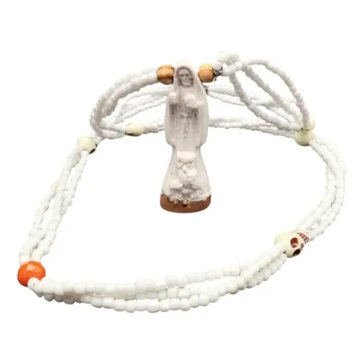 Santa Muerte Blanca Collar Rosario Ritualizado Mazo Activado