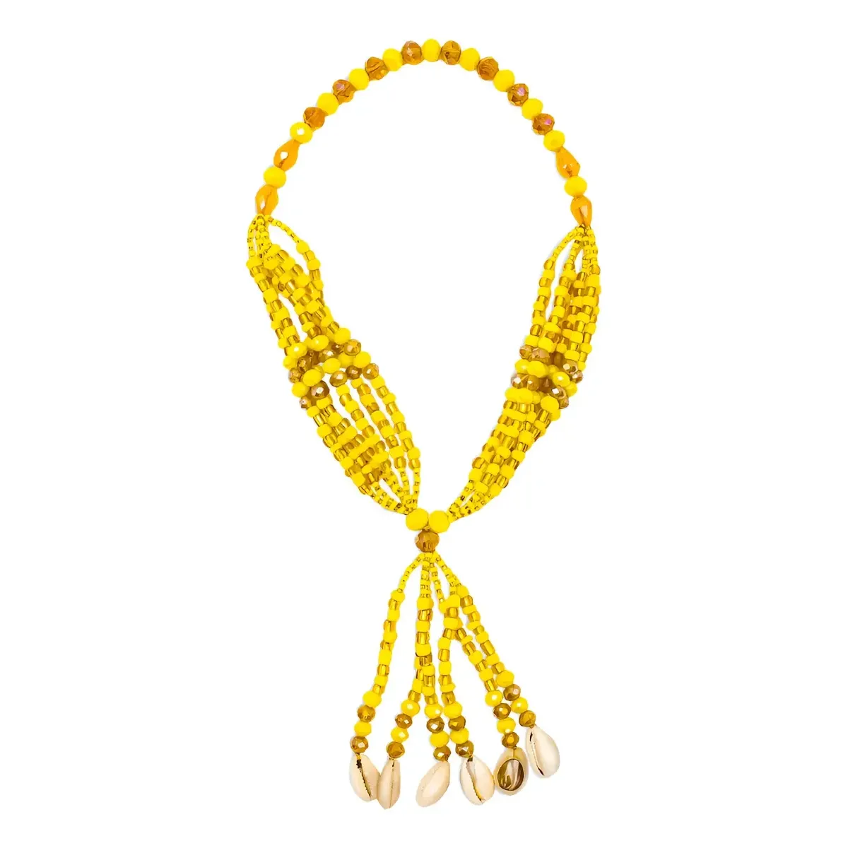 Collar Mazo Oshun Moto Caracoles Amarillo Proteccion Orisha