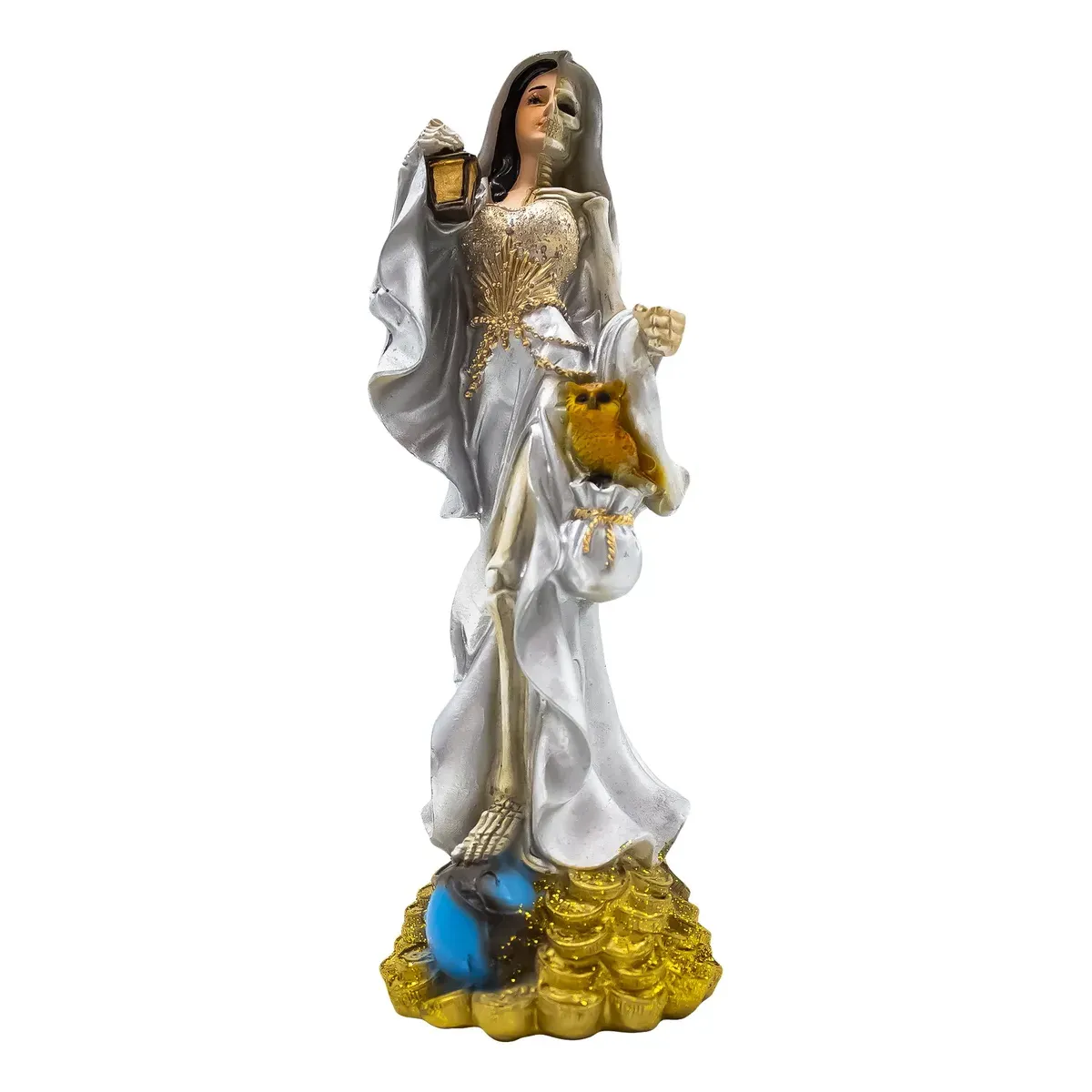 Santa Muerte Encarnada Plateada Dinero y Exito Negocio