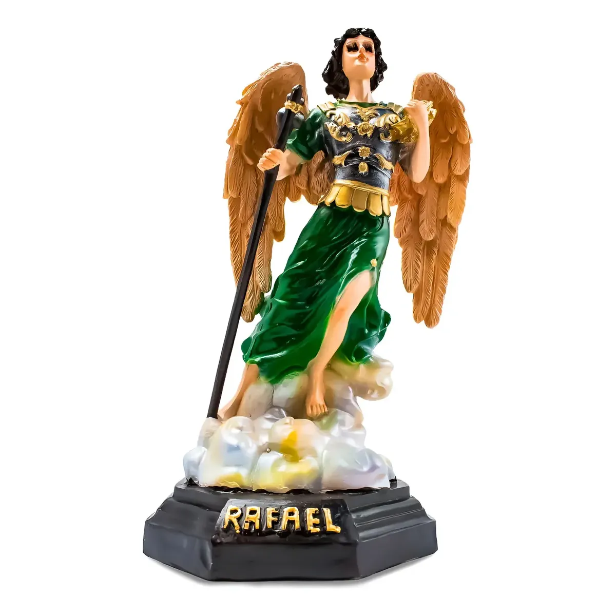 Arcangel San Rafael Angel Escultura Ojo de Vidrio
