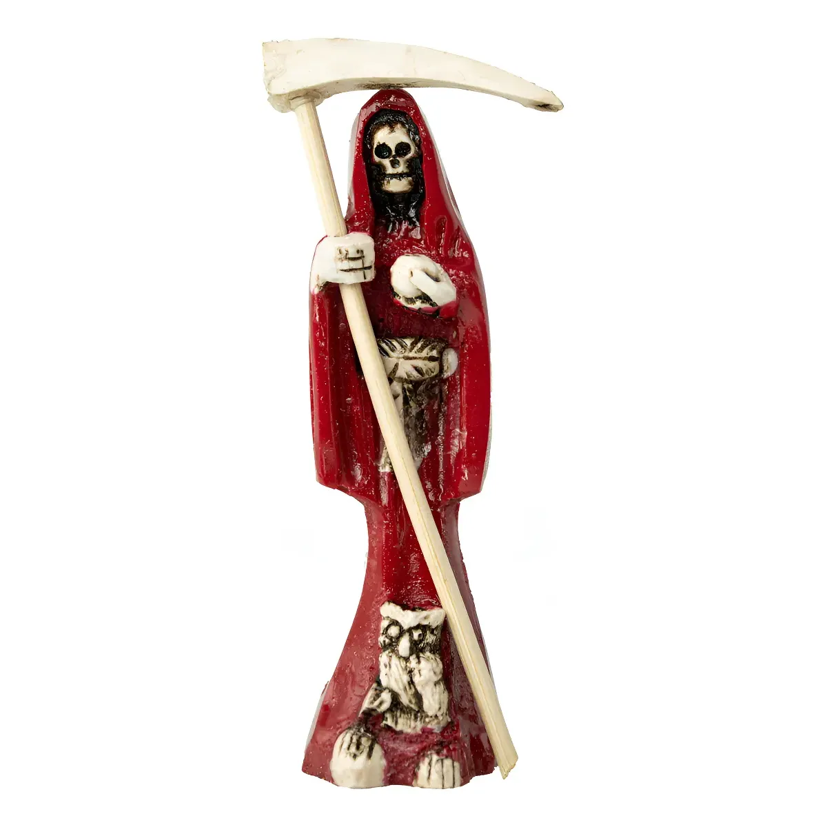 Santa Muerte Flaquita Resina Natural Color Roja