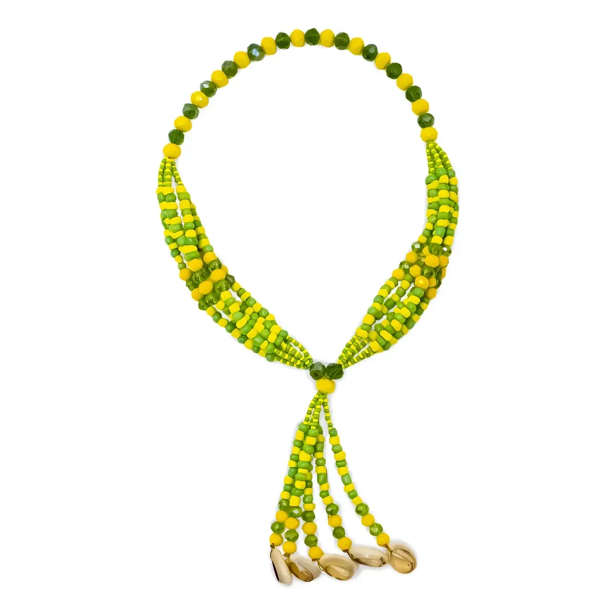Collar Mazo Orula Moto Verde Amarillo y Proteccion Ifa