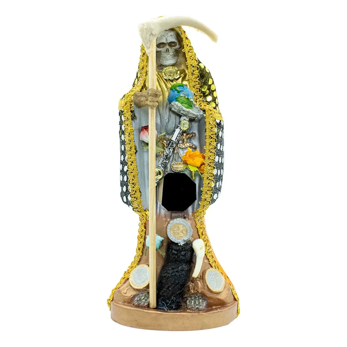 Santa Muerte Curada Metales Vestida Abundancia