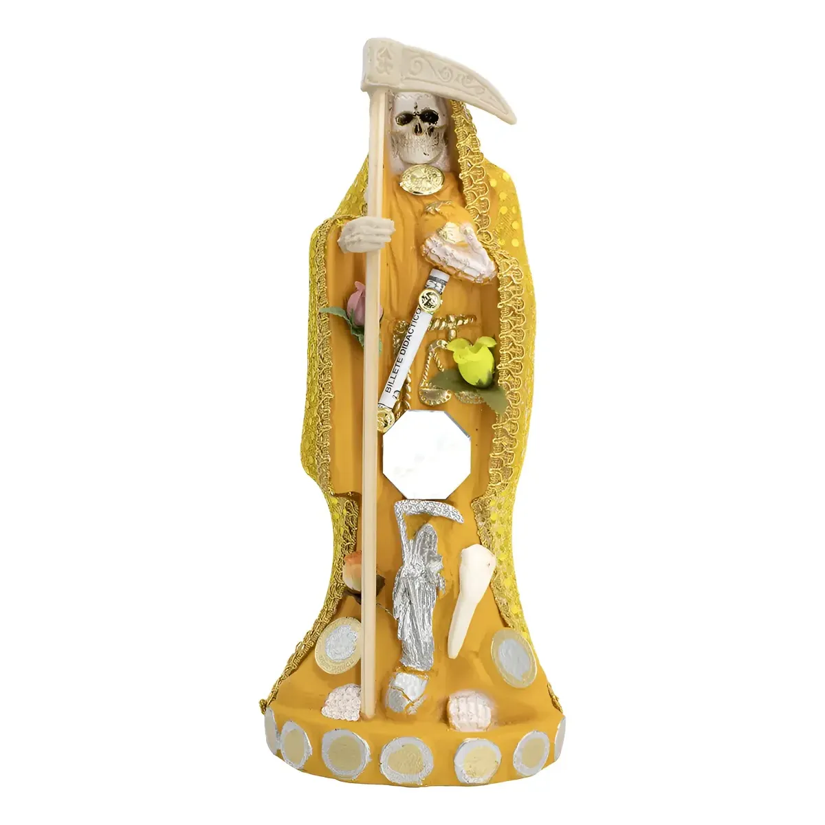 Santa Muerte Vestida Amarilla Poder y Fe