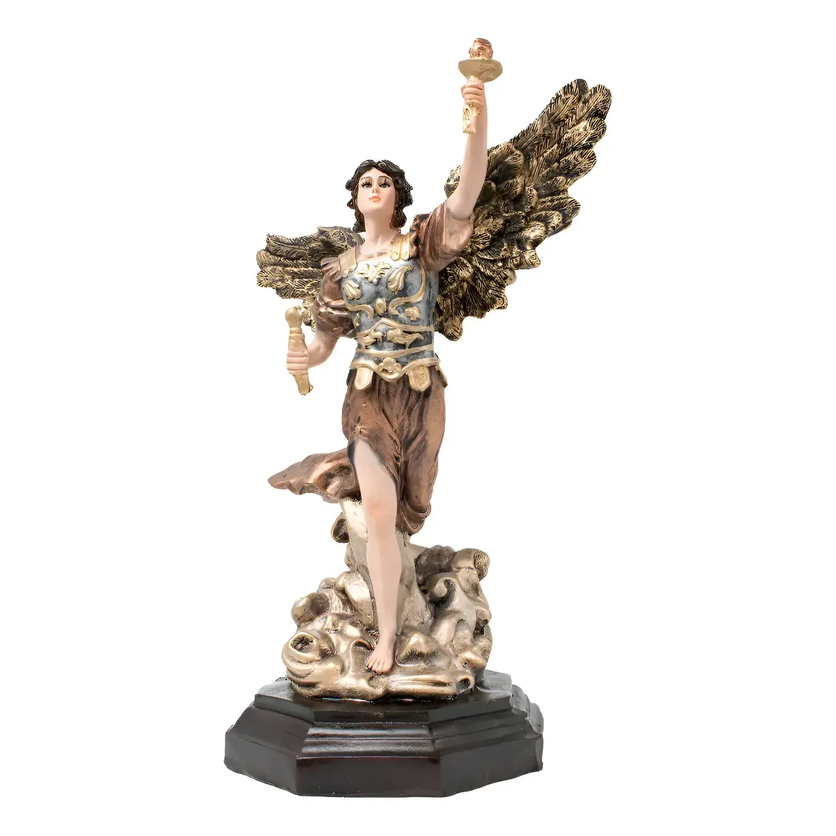Figura Arcangel Uriel Metalica Paz Interior Ojo de Vidrio