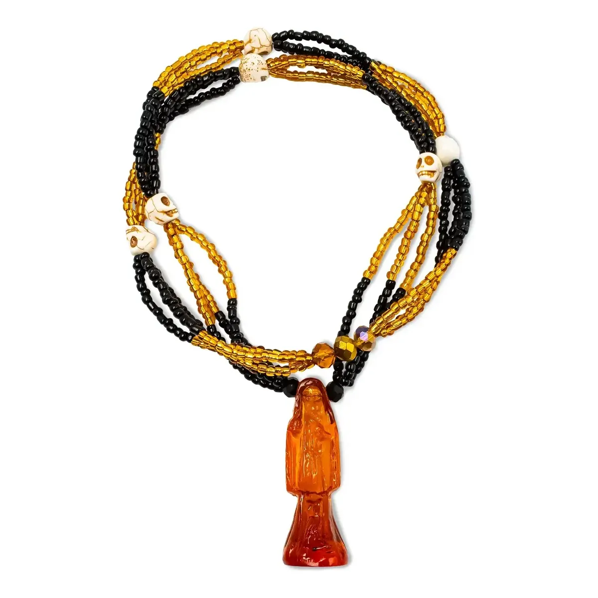 Mazo Santa Muerte Ambar Transparente Proteccion y Fe