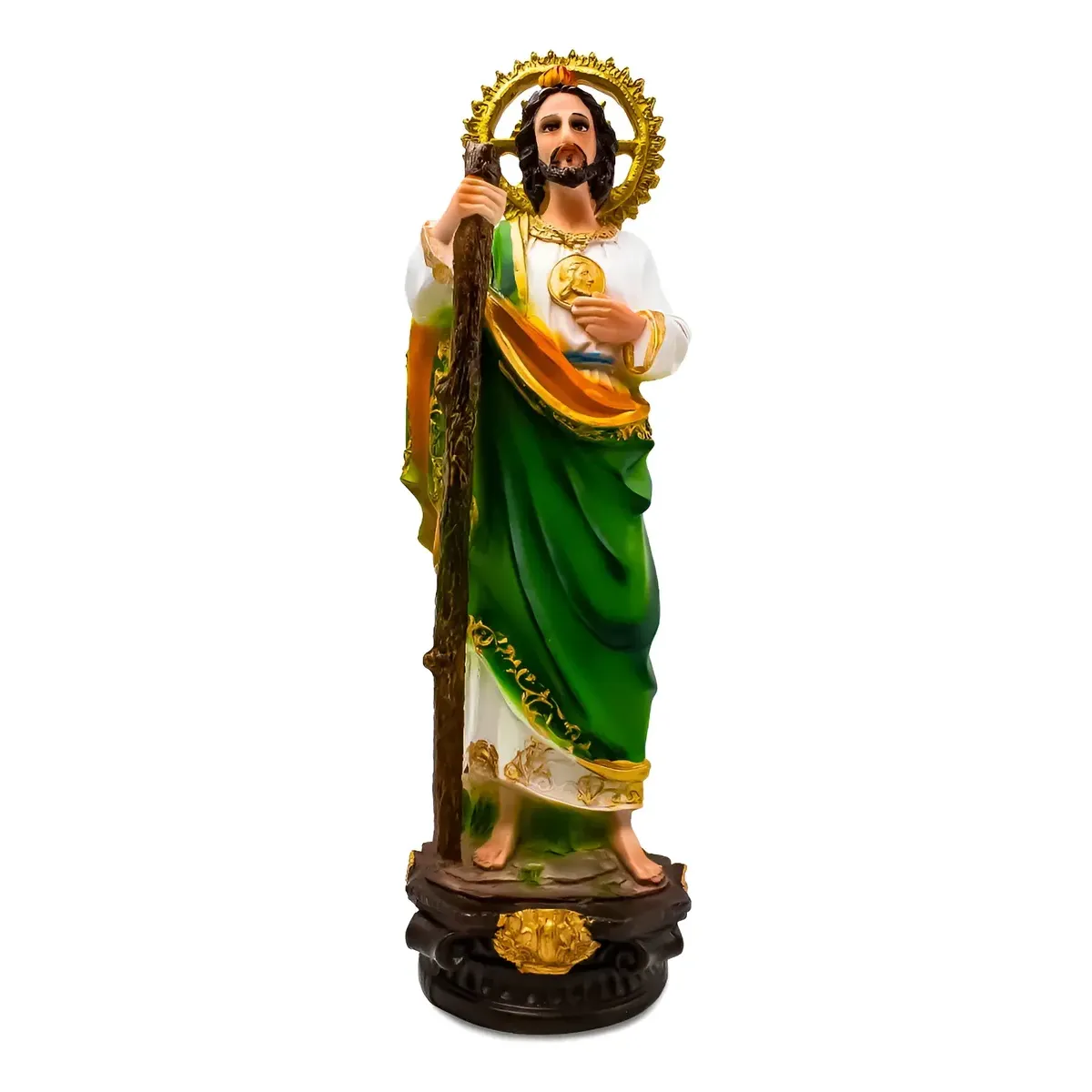 Figura San Judas Tadeo con Baston para Abundancia y Fe