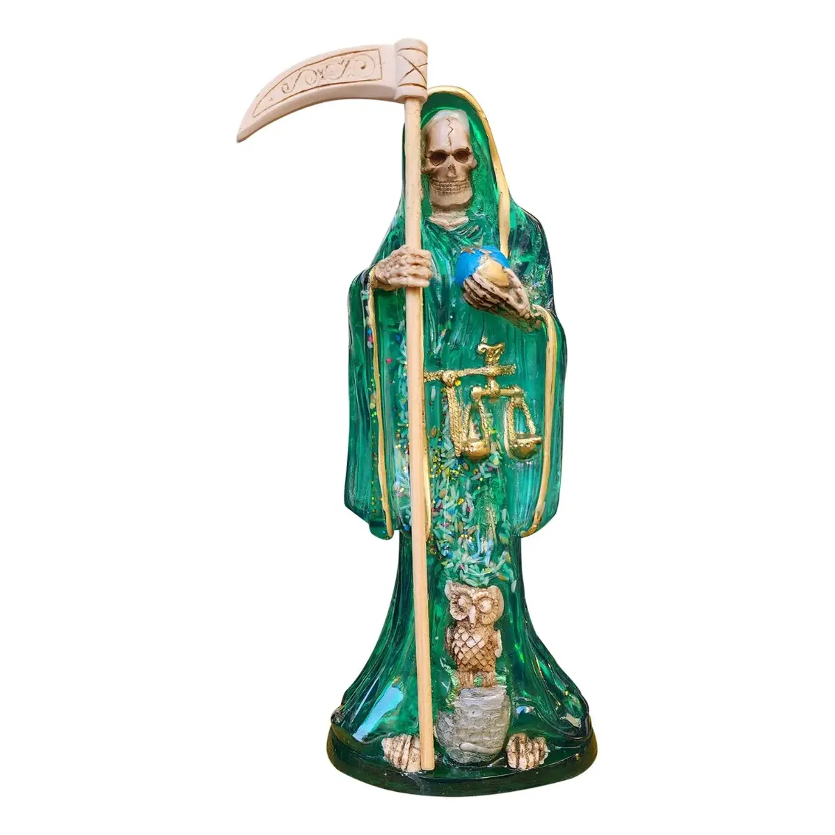 Santa Muerte Transparente Verde Justica