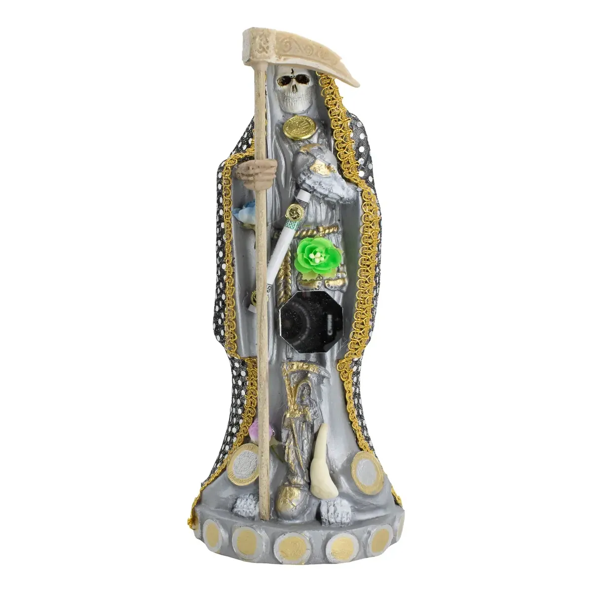 Santa Muerte Plateada Exito y Abundancia