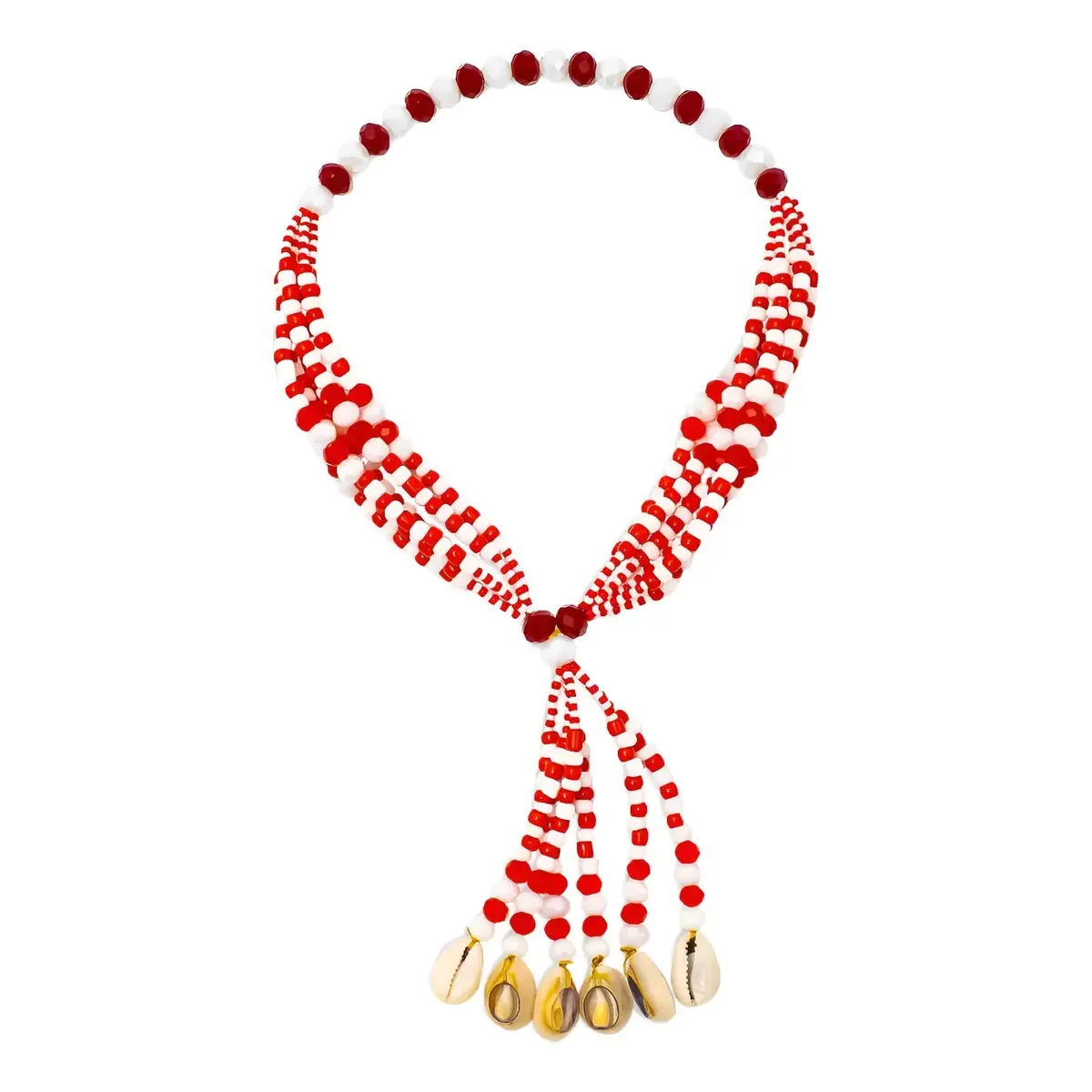 Collar Mazo Shango Moto Fuerza Espiritual Caracoles Rojos