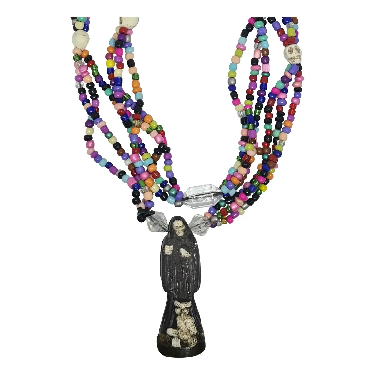 Collar Mazo Personal Santa Muerte Negra Proteccion Enemigos