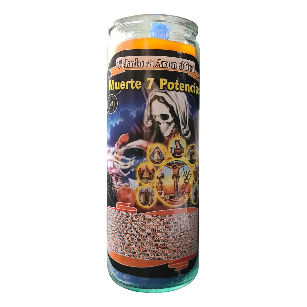 Veladora Preparada Santa Muerte Potencias Siete Colores