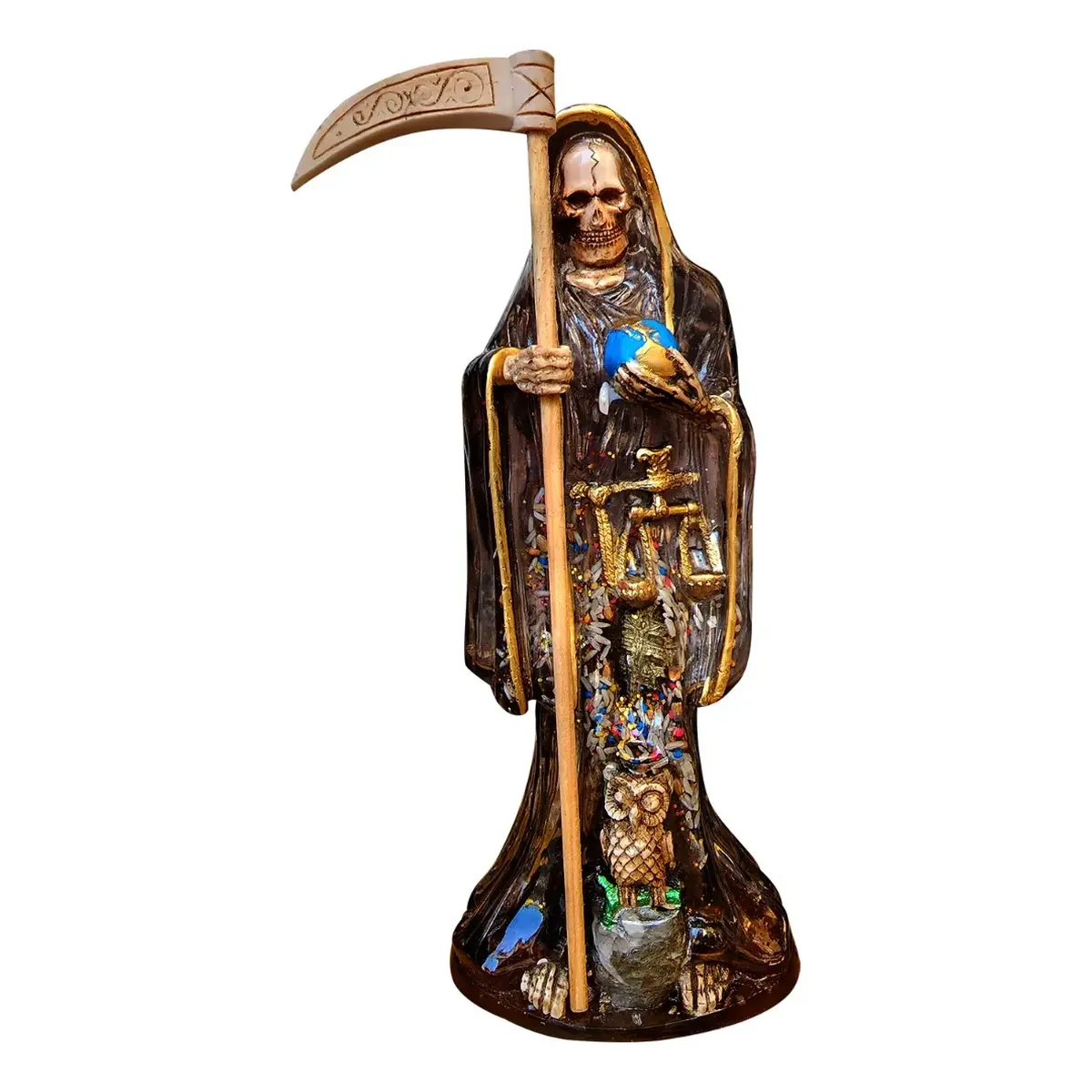 Santa Muerte Transparente Negra Proteccion
