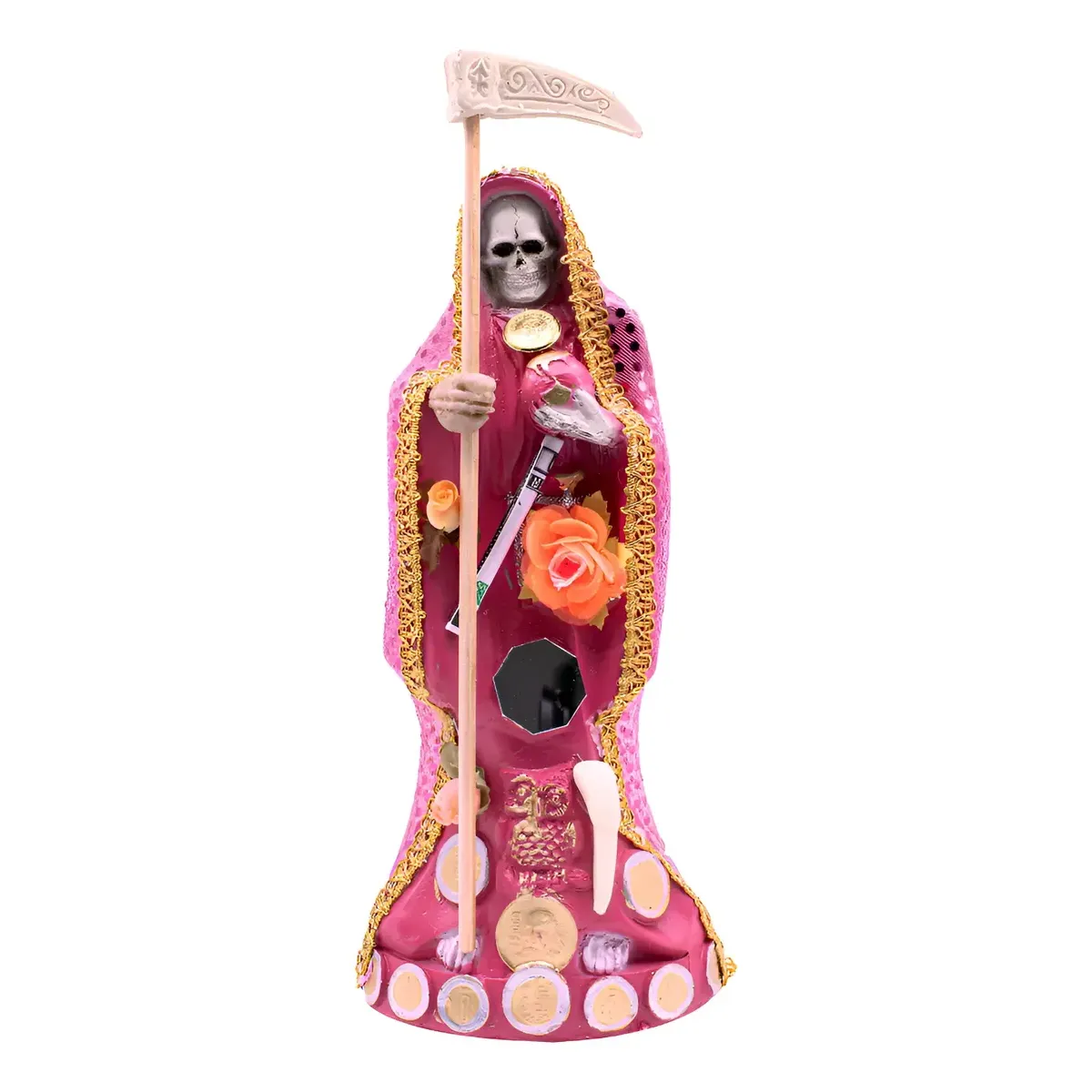 Escultura Santa Muerte Rosa Amor y Amarres