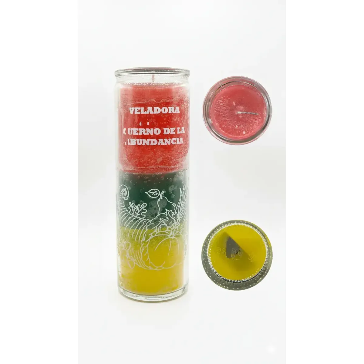 Veladora Cuerno de la Abundancia Tricolor en Frasco