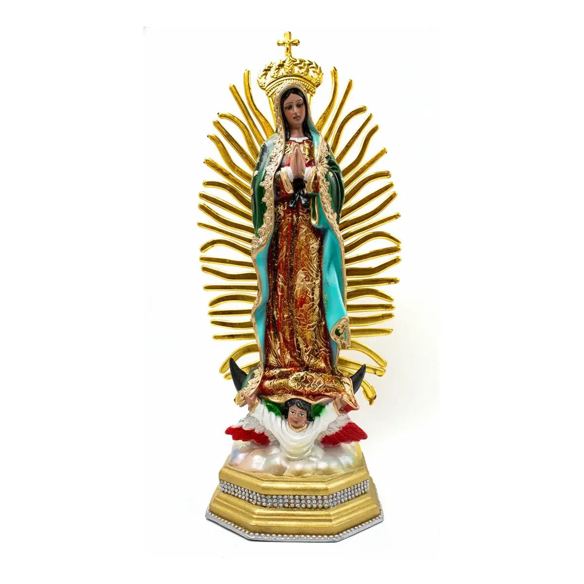 Figura Virgen de Guadalupe Resina Altar Hogar Coronada