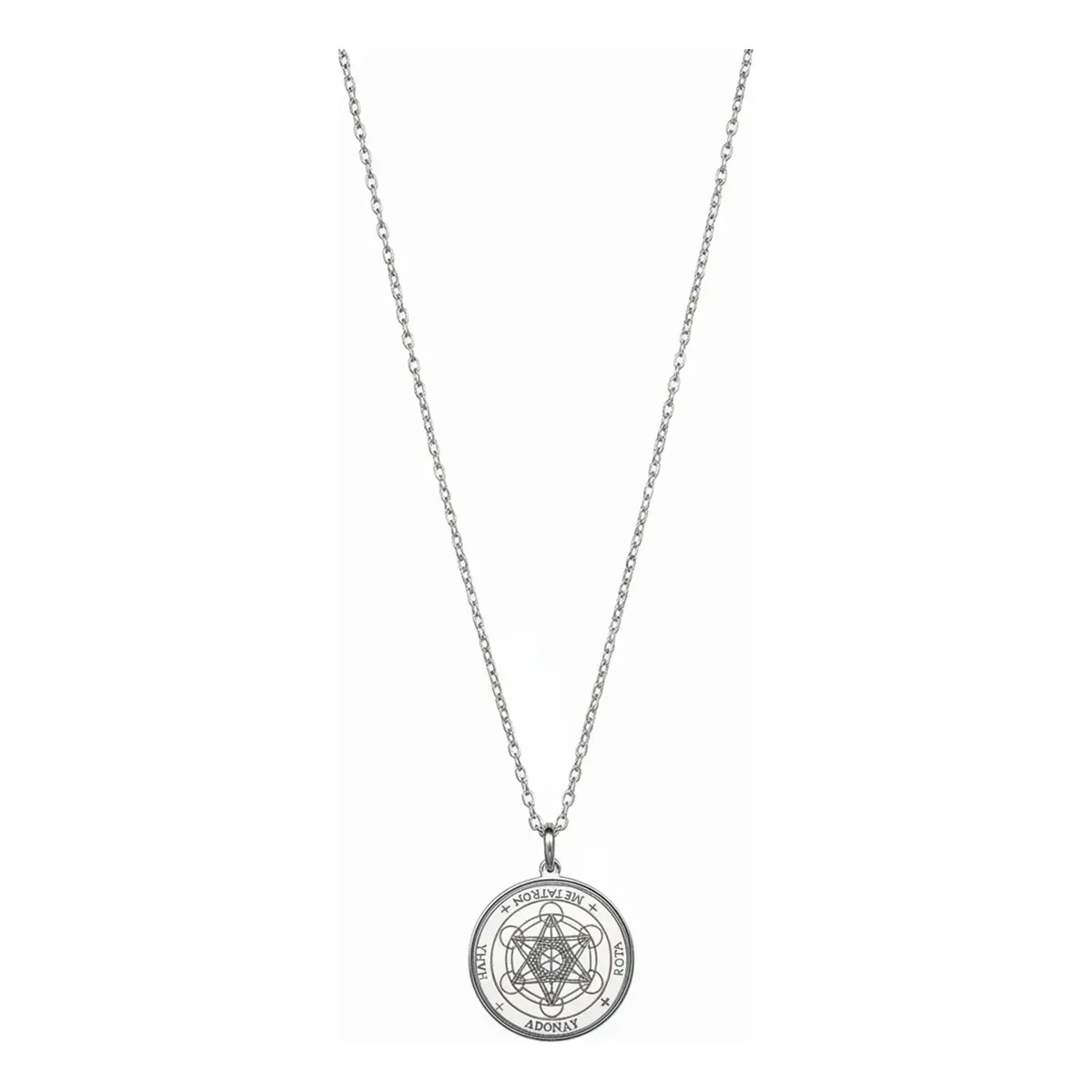 Collar Cubo de Metatron Sigilo Llamador en Plateada Ley