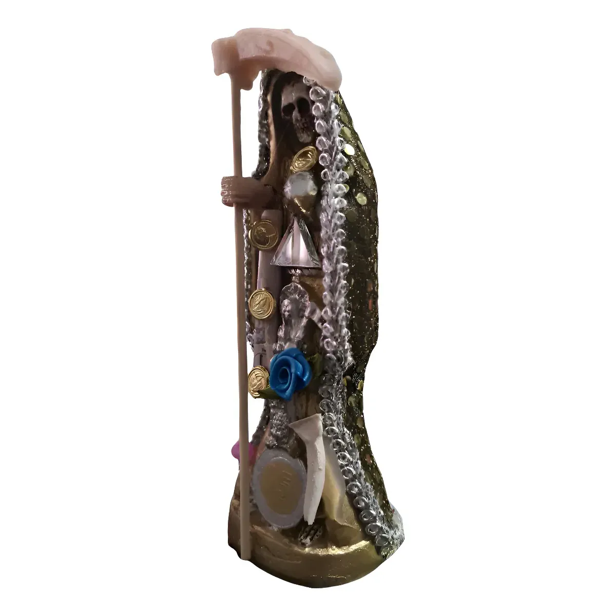 Santa Muerte Dorada Vestida Negocio y Dinero