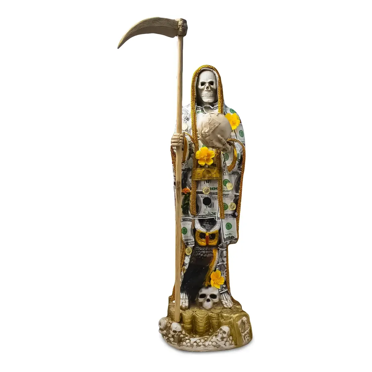 Santa Muerte Vestida Dolar Atrae Dinero y Suerte