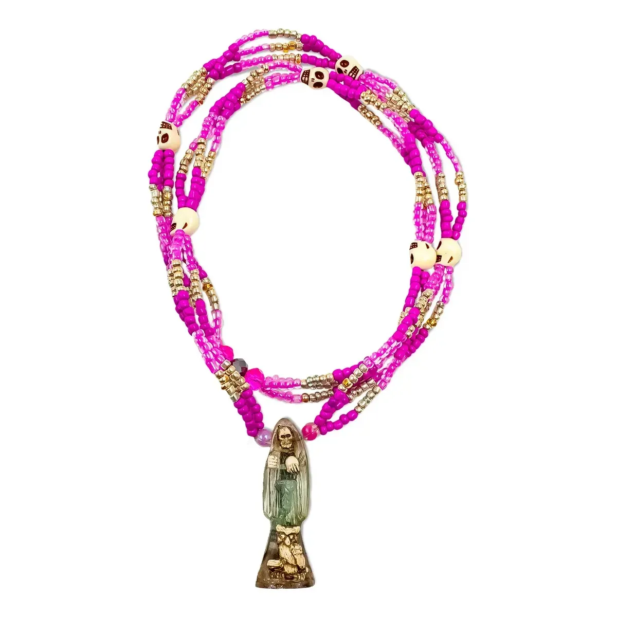 Mazo Rosa Santa Muerte Transparente Dolar Proteccion
