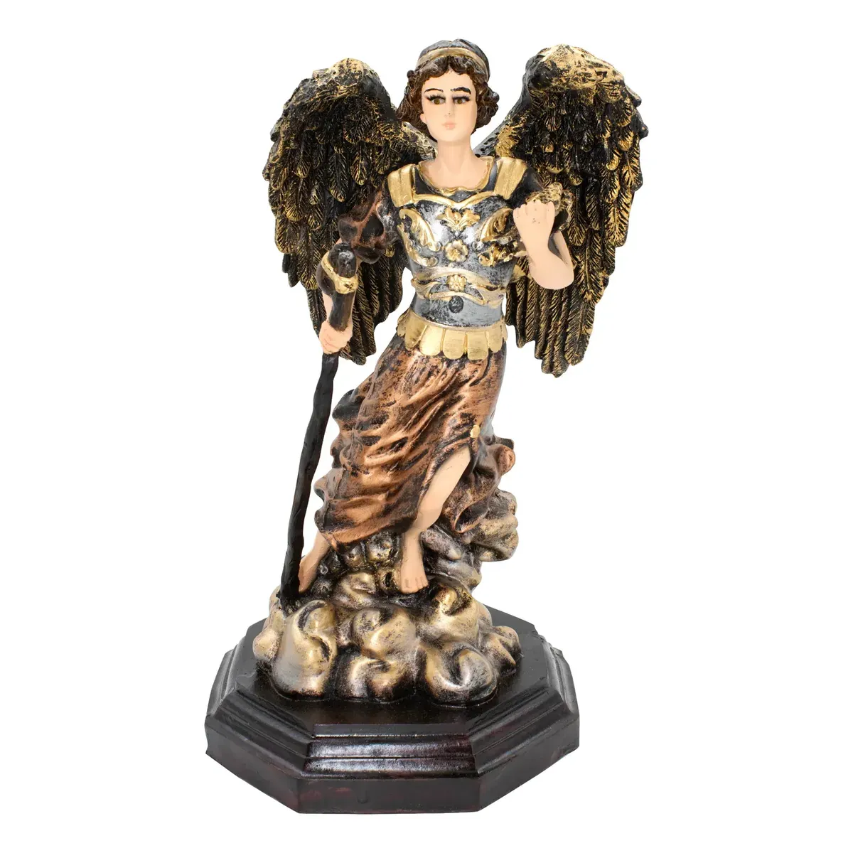 Figura Arcangel Rafael Metalica Sanacion Ojo de Vidrio
