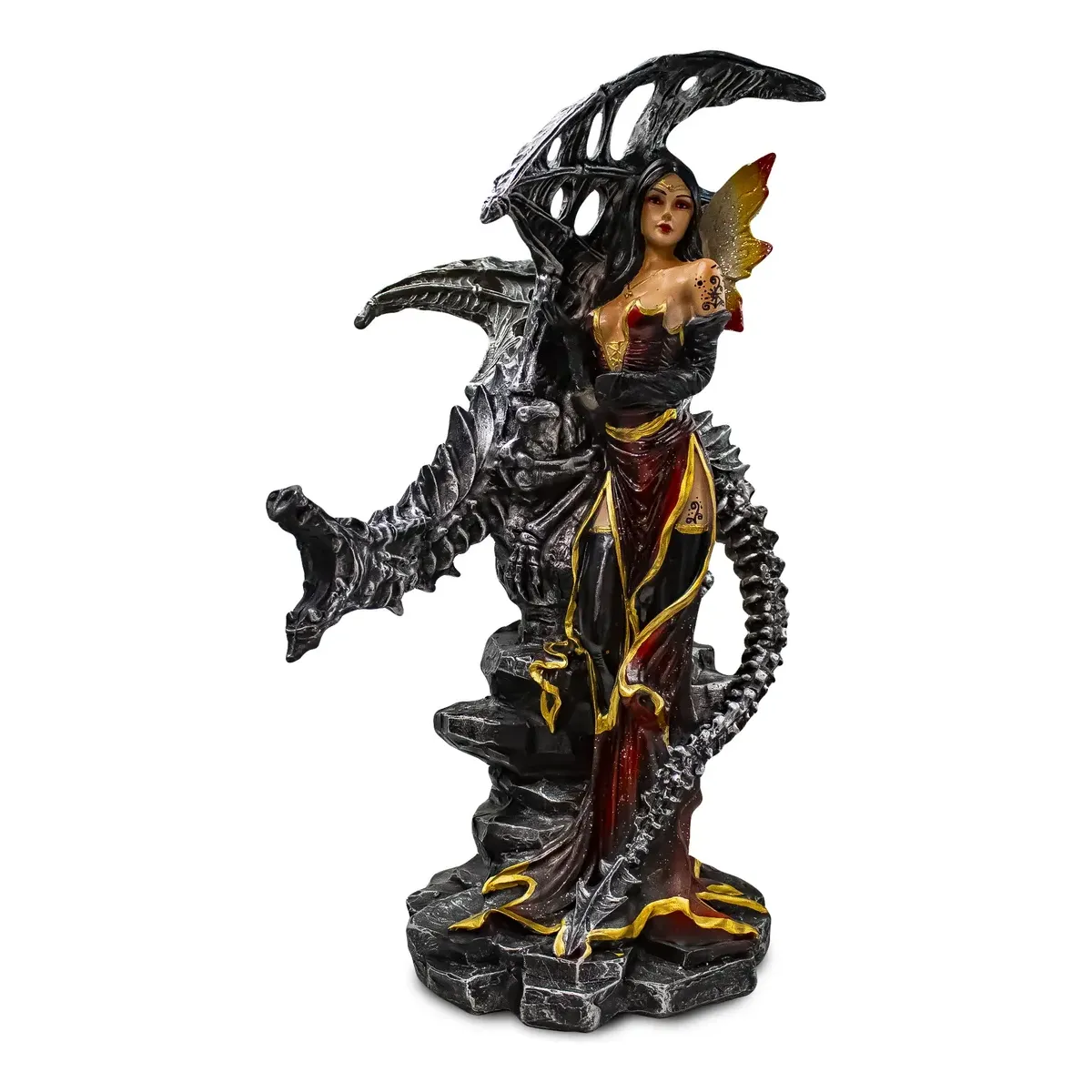 Figura Hada Dragon Roja Resina Proteccion Espiritual