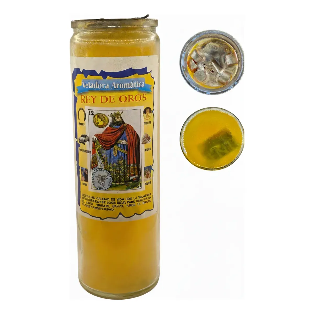 Veladora Aromatica Rey de Oros Salud y Prosperidad