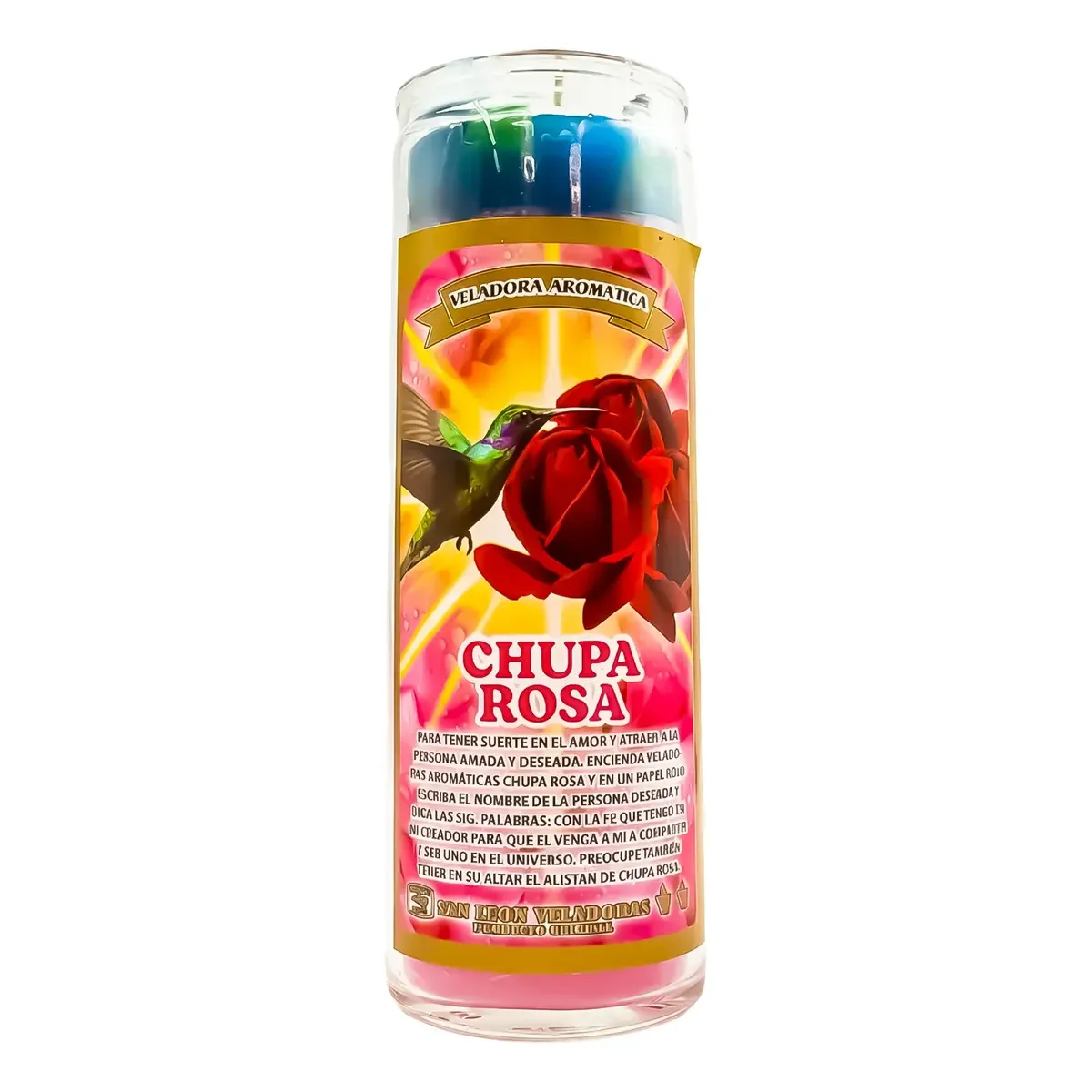 Veladora Chupa Rosa Aroma Amor Deseo Atraccion y Dominio